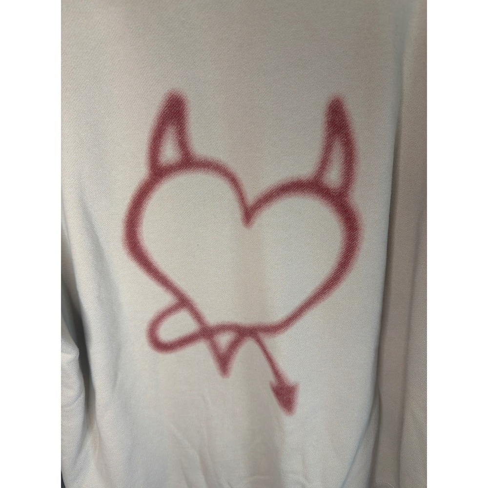BABYMONSTER Official Merch Devil Heart Graphic Sweatshirt Cream XL BR-TKO-036 - Picture 2 of 7
